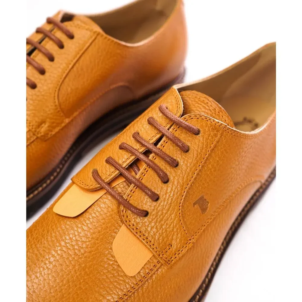 $985 TOD'S - Cognac Brown Pebble Leather Derby - US 9 (UK8)